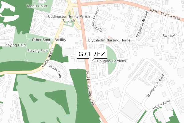 G71 7EZ map - large scale - OS Open Zoomstack (Ordnance Survey)