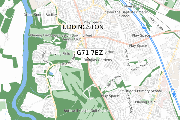 G71 7EZ map - small scale - OS Open Zoomstack (Ordnance Survey)