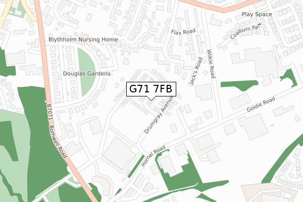 G71 7FB map - large scale - OS Open Zoomstack (Ordnance Survey)