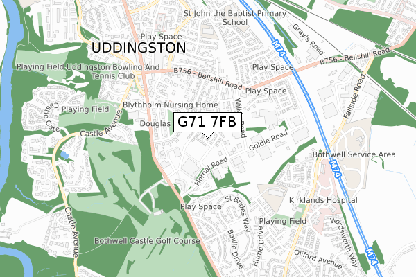 G71 7FB map - small scale - OS Open Zoomstack (Ordnance Survey)