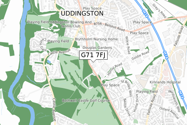 G71 7FJ map - small scale - OS Open Zoomstack (Ordnance Survey)