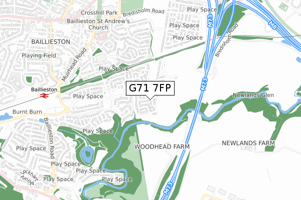 G71 7FP map - small scale - OS Open Zoomstack (Ordnance Survey)