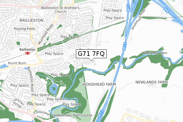 G71 7FQ map - small scale - OS Open Zoomstack (Ordnance Survey)