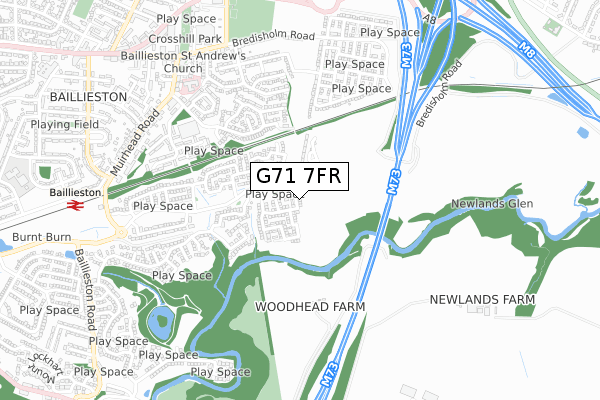 G71 7FR map - small scale - OS Open Zoomstack (Ordnance Survey)