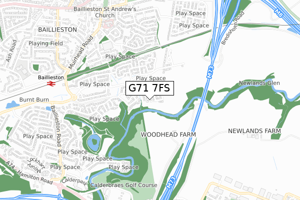 G71 7FS map - small scale - OS Open Zoomstack (Ordnance Survey)