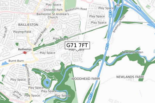 G71 7FT map - small scale - OS Open Zoomstack (Ordnance Survey)