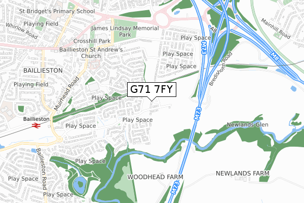 G71 7FY map - small scale - OS Open Zoomstack (Ordnance Survey)