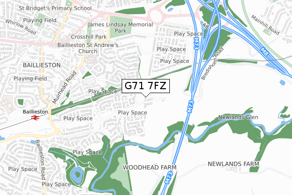 G71 7FZ map - small scale - OS Open Zoomstack (Ordnance Survey)