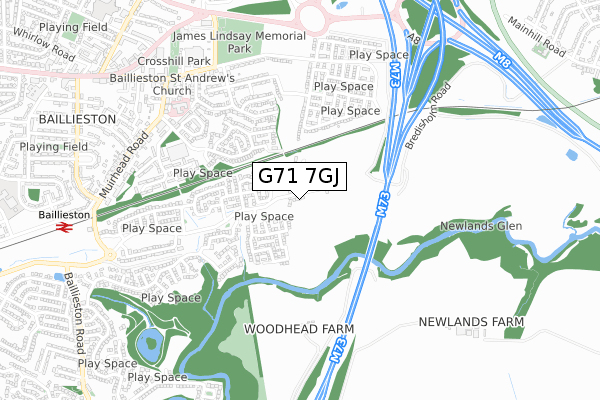 G71 7GJ map - small scale - OS Open Zoomstack (Ordnance Survey)