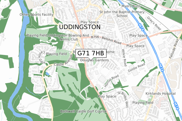 G71 7HB map - small scale - OS Open Zoomstack (Ordnance Survey)