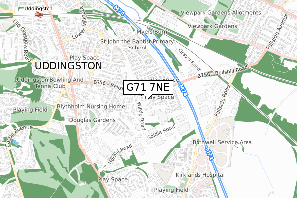 G71 7NE map - small scale - OS Open Zoomstack (Ordnance Survey)