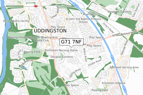 G71 7NF map - small scale - OS Open Zoomstack (Ordnance Survey)