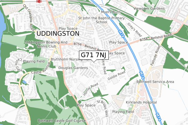 G71 7NJ map - small scale - OS Open Zoomstack (Ordnance Survey)