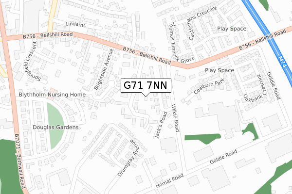 G71 7NN map - large scale - OS Open Zoomstack (Ordnance Survey)