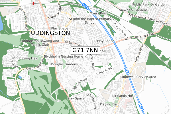 G71 7NN map - small scale - OS Open Zoomstack (Ordnance Survey)