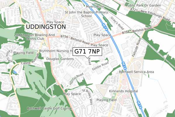 G71 7NP map - small scale - OS Open Zoomstack (Ordnance Survey)