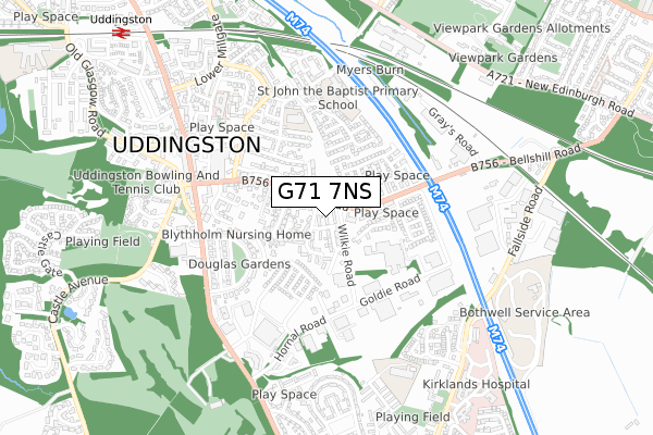 G71 7NS map - small scale - OS Open Zoomstack (Ordnance Survey)