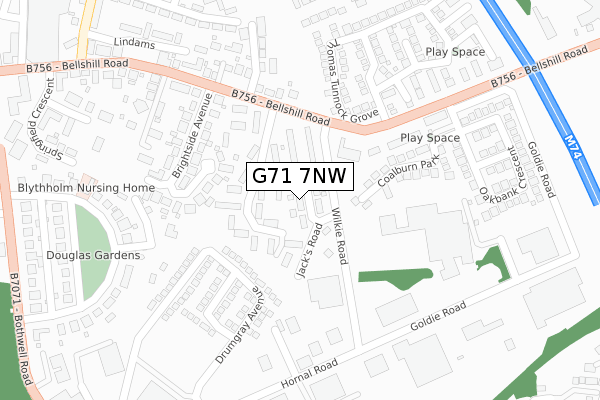 G71 7NW map - large scale - OS Open Zoomstack (Ordnance Survey)