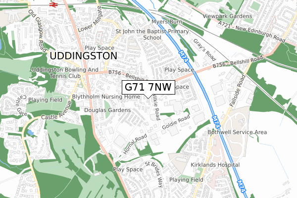 G71 7NW map - small scale - OS Open Zoomstack (Ordnance Survey)