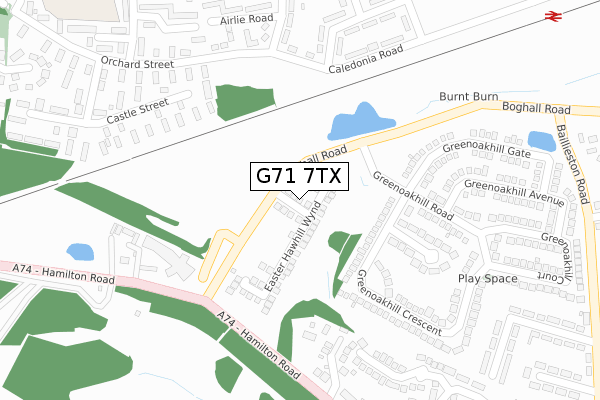 G71 7TX map - large scale - OS Open Zoomstack (Ordnance Survey)