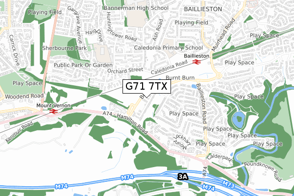 G71 7TX map - small scale - OS Open Zoomstack (Ordnance Survey)