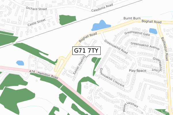 G71 7TY map - large scale - OS Open Zoomstack (Ordnance Survey)