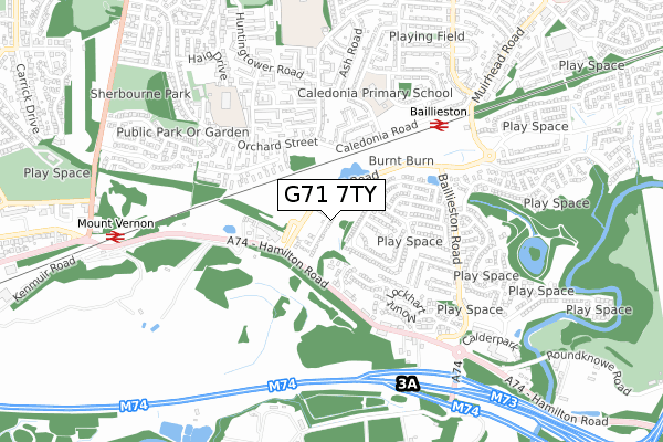 G71 7TY map - small scale - OS Open Zoomstack (Ordnance Survey)