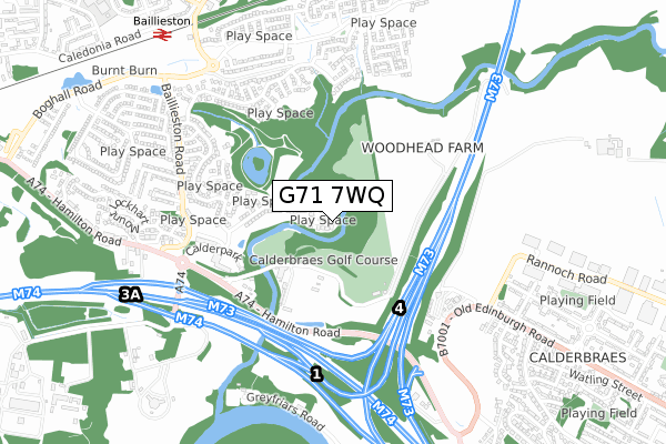 G71 7WQ map - small scale - OS Open Zoomstack (Ordnance Survey)