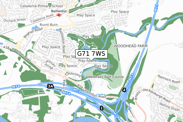 G71 7WS map - small scale - OS Open Zoomstack (Ordnance Survey)