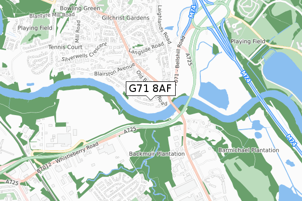 G71 8AF map - small scale - OS Open Zoomstack (Ordnance Survey)