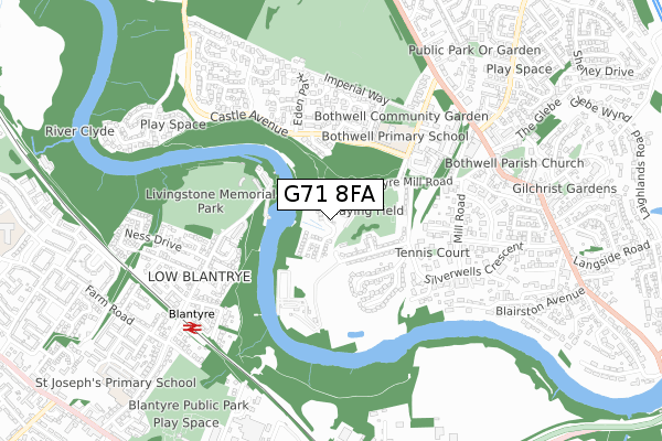 G71 8FA map - small scale - OS Open Zoomstack (Ordnance Survey)