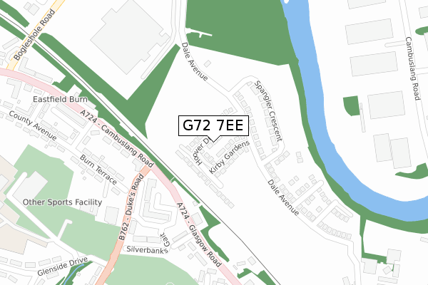 G72 7EE map - large scale - OS Open Zoomstack (Ordnance Survey)