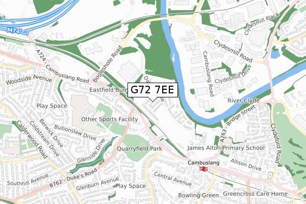 G72 7EE map - small scale - OS Open Zoomstack (Ordnance Survey)