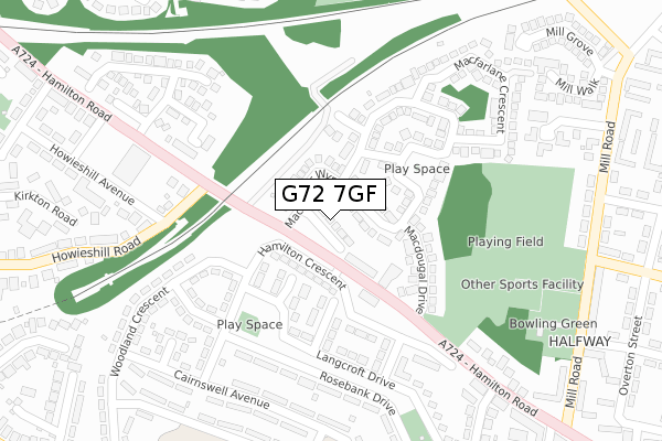 G72 7GF map - large scale - OS Open Zoomstack (Ordnance Survey)