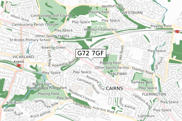 G72 7GF map - small scale - OS Open Zoomstack (Ordnance Survey)