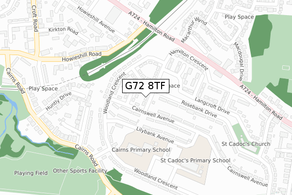 G72 8TF map - large scale - OS Open Zoomstack (Ordnance Survey)