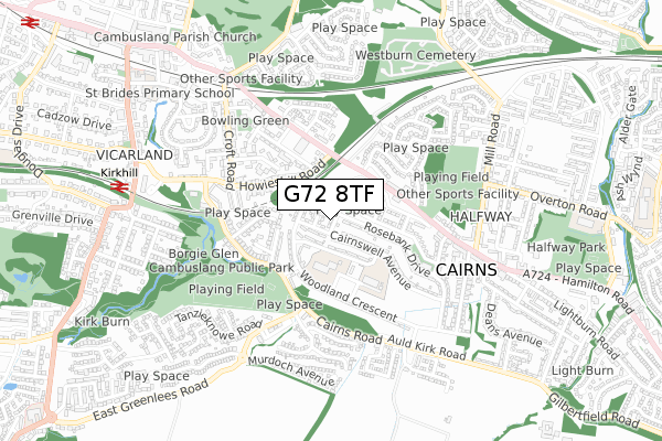 G72 8TF map - small scale - OS Open Zoomstack (Ordnance Survey)