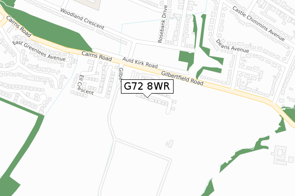 G72 8WR map - large scale - OS Open Zoomstack (Ordnance Survey)