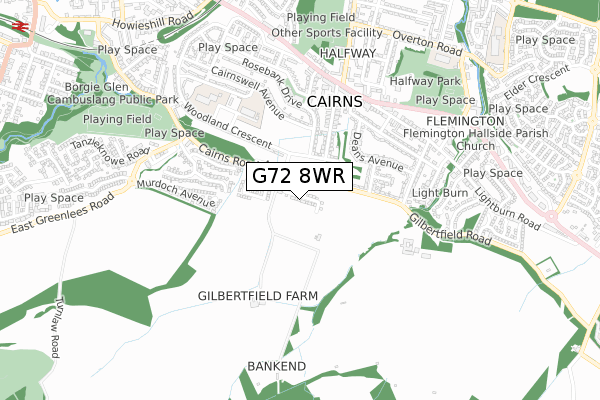 G72 8WR map - small scale - OS Open Zoomstack (Ordnance Survey)