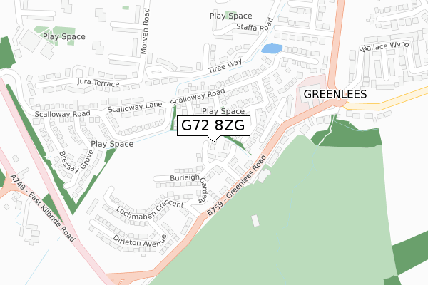 G72 8ZG map - large scale - OS Open Zoomstack (Ordnance Survey)