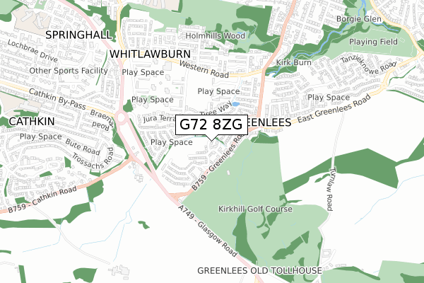 G72 8ZG map - small scale - OS Open Zoomstack (Ordnance Survey)