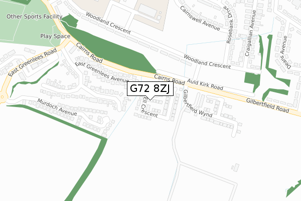 G72 8ZJ map - large scale - OS Open Zoomstack (Ordnance Survey)