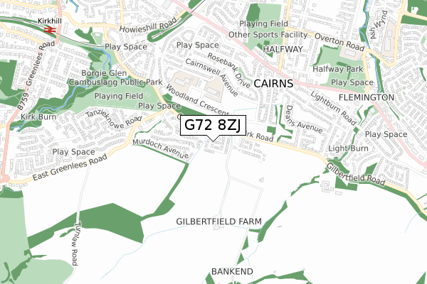 G72 8ZJ map - small scale - OS Open Zoomstack (Ordnance Survey)