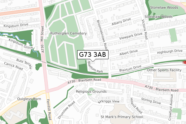 G73 3AB map - large scale - OS Open Zoomstack (Ordnance Survey)