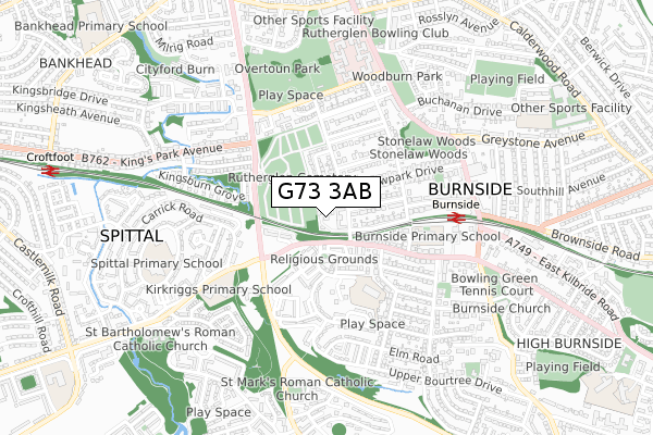 G73 3AB map - small scale - OS Open Zoomstack (Ordnance Survey)