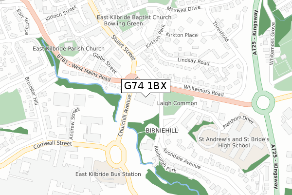 G74 1BX map - large scale - OS Open Zoomstack (Ordnance Survey)