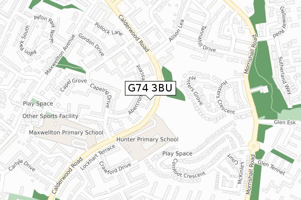 G74 3BU map - large scale - OS Open Zoomstack (Ordnance Survey)