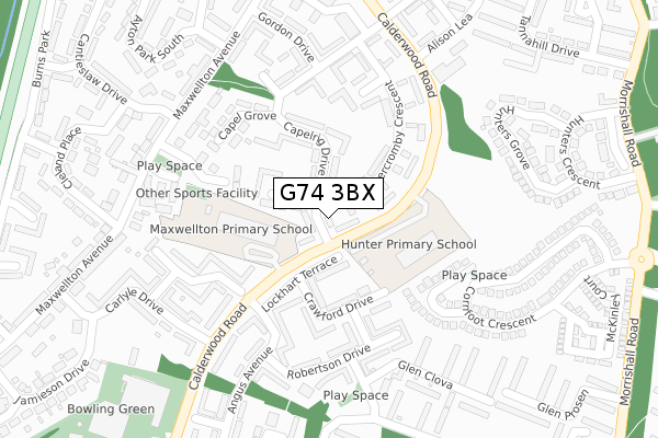 G74 3BX map - large scale - OS Open Zoomstack (Ordnance Survey)