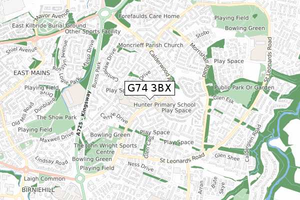 G74 3BX map - small scale - OS Open Zoomstack (Ordnance Survey)