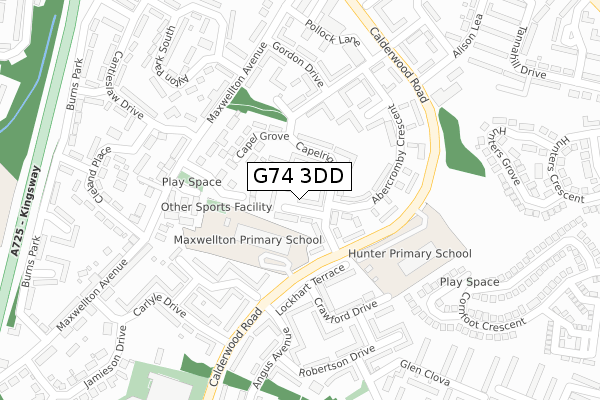 G74 3DD map - large scale - OS Open Zoomstack (Ordnance Survey)